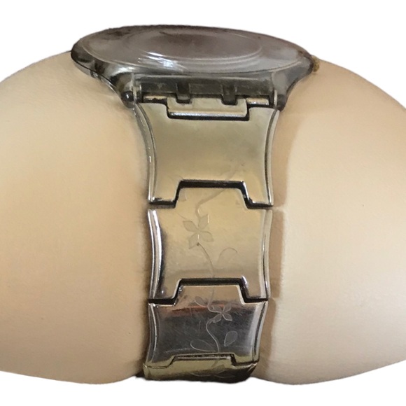 Womens Swatch Watch Climber Flowery Stainless Steel Links Round Transparent Face - Picture 6 of 11